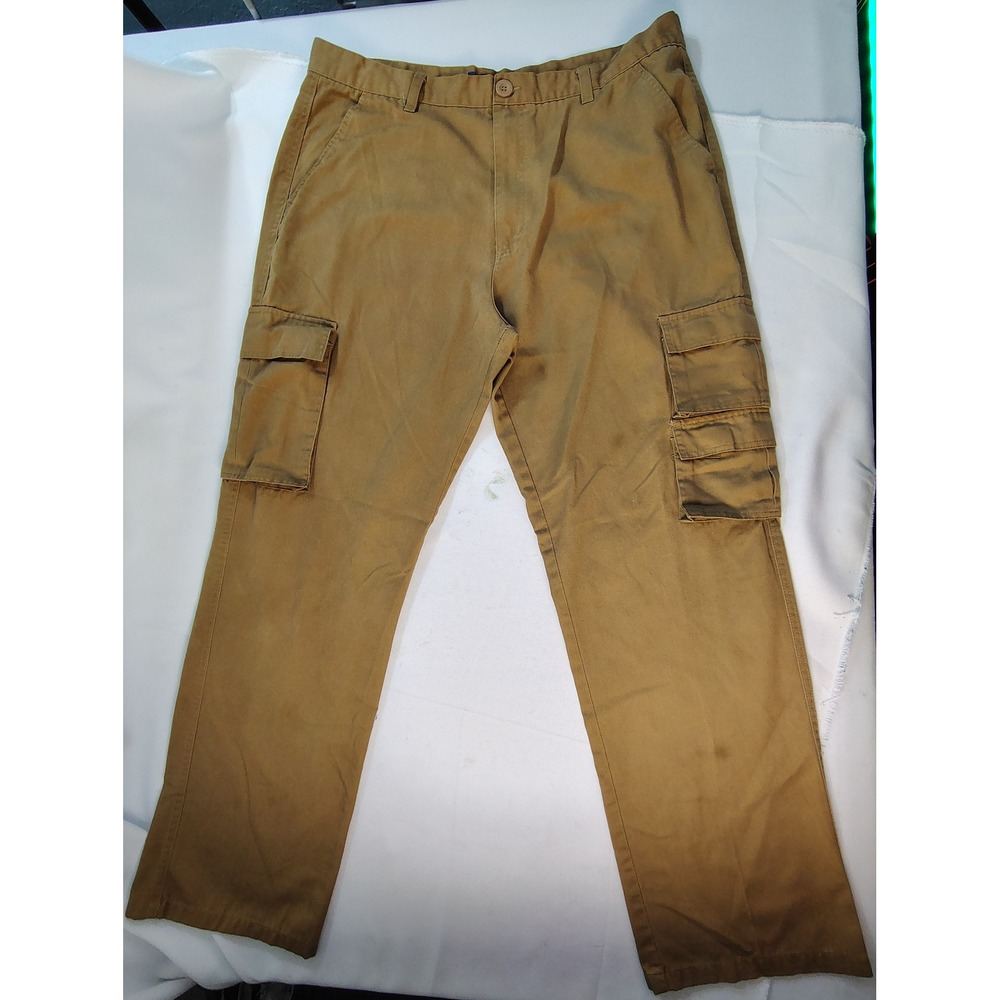 Mens Brown Cargo Pants Utility‎ Straight Leg Workwear Outdoor Gorpcore Style 38